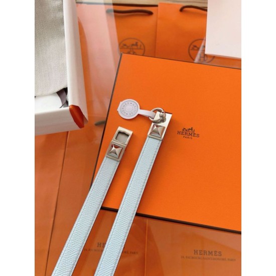 Replica Cintura Hermès Rivale 18 in pelle di vitello Epsom Blu Brume imitazione Falso