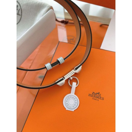 Replica Cintura Hermès Rivale 18 in pelle di vitello Epsom Blu Brume imitazione Falso