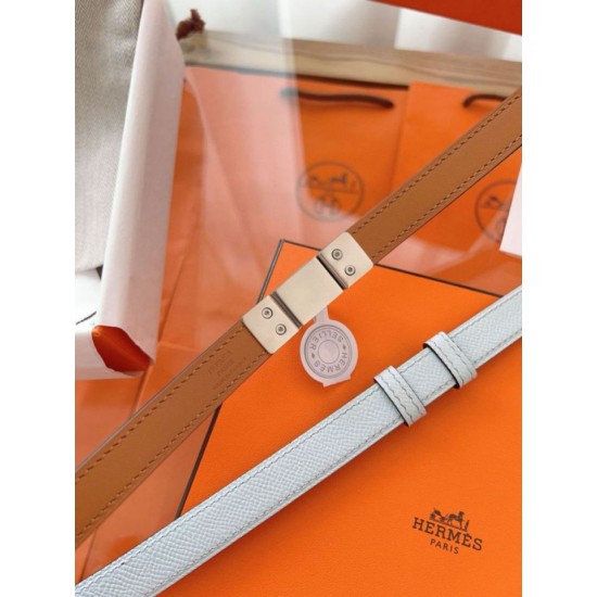 Replica Cintura Hermès Rivale 18 in pelle di vitello Epsom Blu Brume imitazione Falso