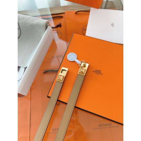 Replica Cintura Hermès Rivale 18 con fibbia Rivale, pelle di vitello Epsom Chai imitazione Falso