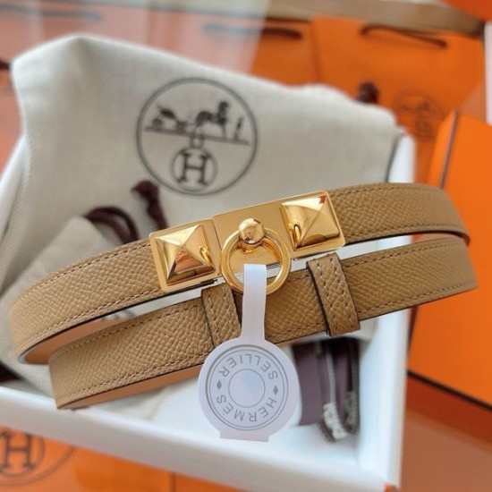 Replica Cintura Hermès Rivale 18 con fibbia Rivale, pelle di vitello Epsom Chai imitazione Falso