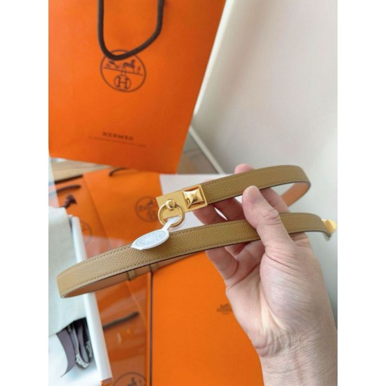 Replica Cintura Hermès Rivale 18 con fibbia Rivale, pelle di vitello Epsom Chai imitazione Falso