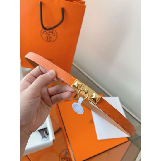 Replica Cintura Hermès Rivale 18 con fibbia Rivale, pelle di vitello Epsom Arancione imitazione Falso
