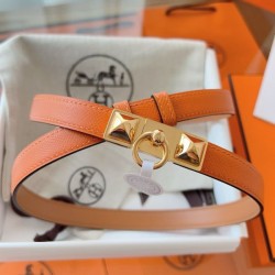 Replica Cintura Hermès Rivale 18 con fibbia Rivale, pelle di vitello Epsom Arancione imitazione Falso