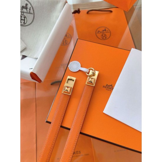 Replica Cintura Hermès Rivale 18 con fibbia Rivale, pelle di vitello Epsom Arancione imitazione Falso