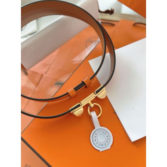 Replica Cintura Hermès Rivale 18 con fibbia Rivale, pelle di vitello Epsom Arancione imitazione Falso