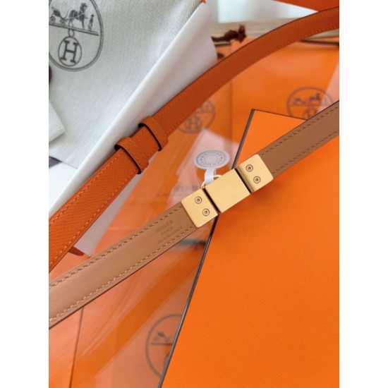Replica Cintura Hermès Rivale 18 con fibbia Rivale, pelle di vitello Epsom Arancione imitazione Falso