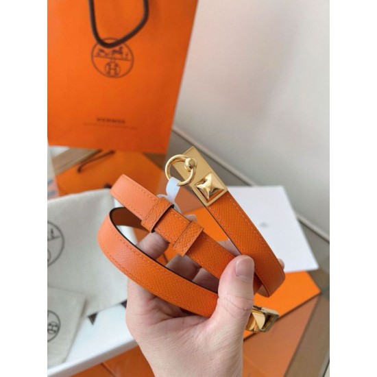 Replica Cintura Hermès Rivale 18 con fibbia Rivale, pelle di vitello Epsom Arancione imitazione Falso