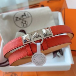Replica Cintura Hermès Rivale 18 con fibbia Rivale in Epsom rosso Pelle di vitello imitazione Falso