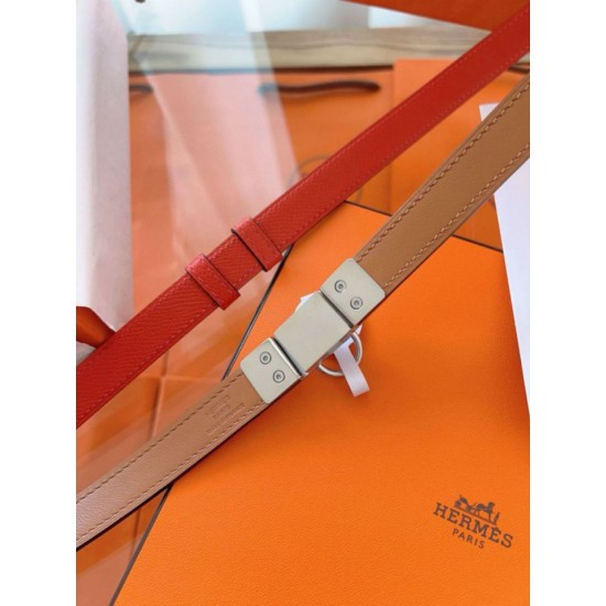 Replica Cintura Hermès Rivale 18 con fibbia Rivale in Epsom rosso Pelle di vitello imitazione Falso