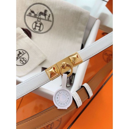 Replica Cintura Hermès Rivale 18 con fibbia Rivale in vitello Epsom bianco imitazione Falso