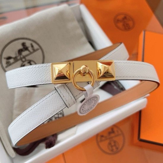 Replica Cintura Hermès Rivale 18 con fibbia Rivale in vitello Epsom bianco imitazione Falso