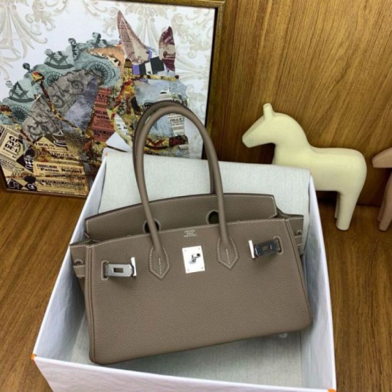 Replica Borsa a spalla Hermes Birkin Light 29 Taupe Clemence imitazione Falso