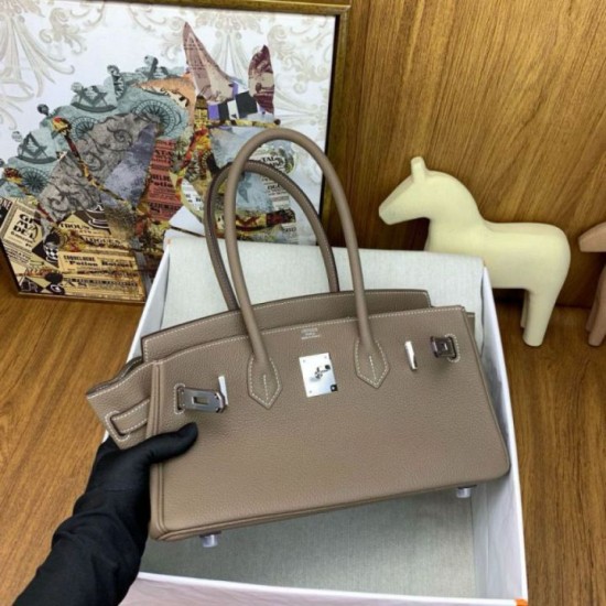 Replica Borsa a spalla Hermes Birkin Light 29 Taupe Clemence imitazione Falso