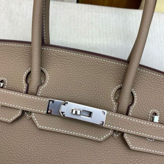 Replica Borsa a spalla Hermes Birkin Light 29 Taupe Clemence imitazione Falso