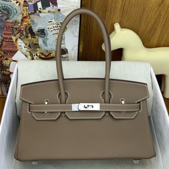 Replica Borsa a spalla Hermes Birkin Light 29 Taupe Clemence imitazione Falso