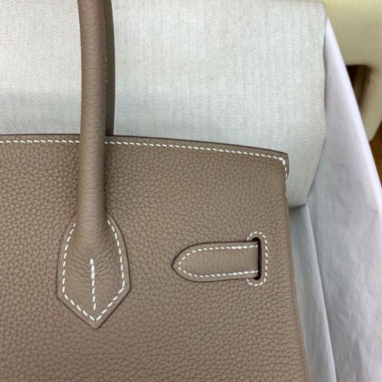 Replica Borsa a spalla Hermes Birkin Light 29 Taupe Clemence imitazione Falso