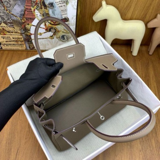 Replica Borsa a spalla Hermes Birkin Light 29 Taupe Clemence imitazione Falso