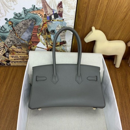 Replica Borsa a spalla Hermès Birkin Light 29 Etain in pelle di vitello Swift imitazione Falso