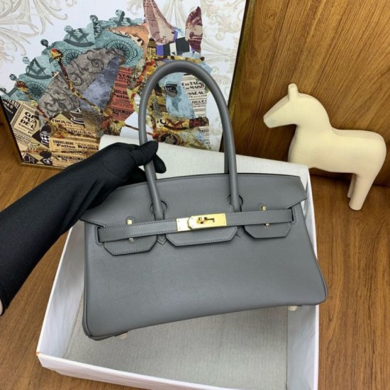 Replica Borsa a spalla Hermès Birkin Light 29 Etain in pelle di vitello Swift imitazione Falso