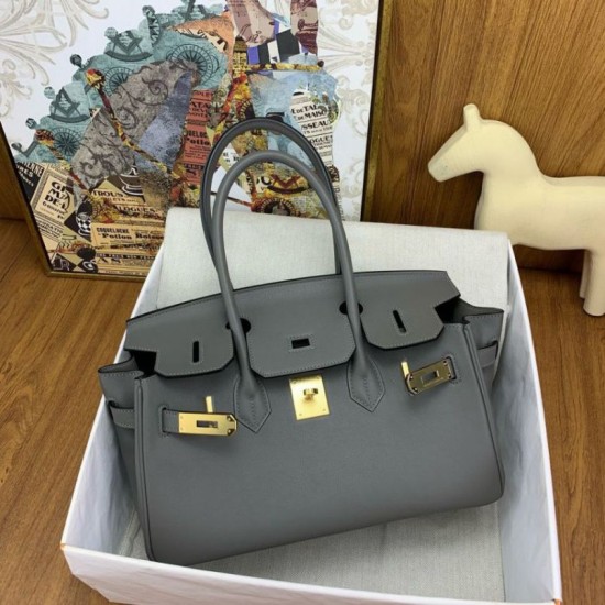 Replica Borsa a spalla Hermès Birkin Light 29 Etain in pelle di vitello Swift imitazione Falso