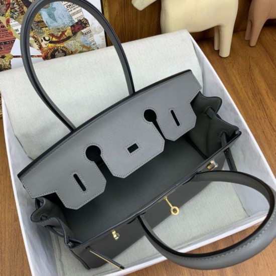 Replica Borsa a spalla Hermès Birkin Light 29 Etain in pelle di vitello Swift imitazione Falso