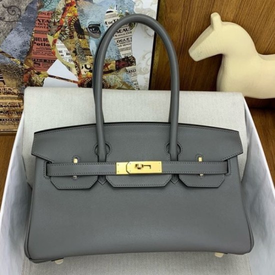 Replica Borsa a spalla Hermès Birkin Light 29 Etain in pelle di vitello Swift imitazione Falso