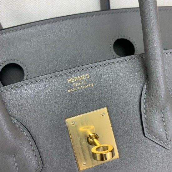 Replica Borsa a spalla Hermès Birkin Light 29 Etain in pelle di vitello Swift imitazione Falso