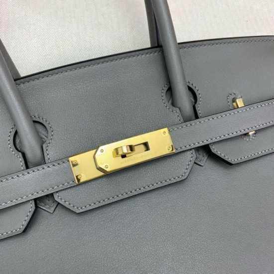 Replica Borsa a spalla Hermès Birkin Light 29 Etain in pelle di vitello Swift imitazione Falso