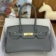 Replica Borsa a spalla Hermès Birkin Light 29 Etain in pelle di vitello Swift imitazione Falso