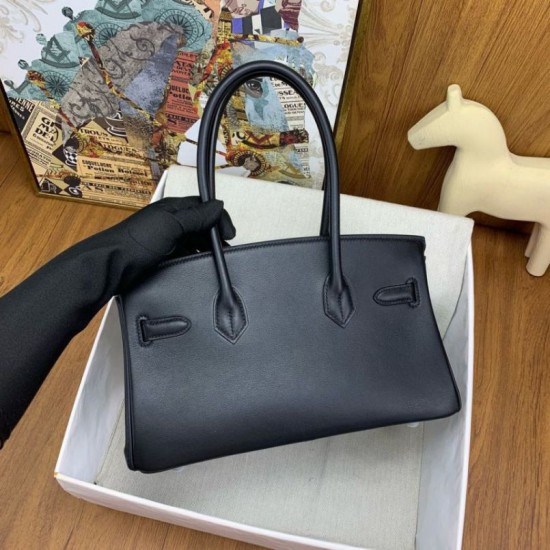 Replica Borsa a spalla Hermès Birkin Light 29 nera in pelle di vitello Swift imitazione Falso
