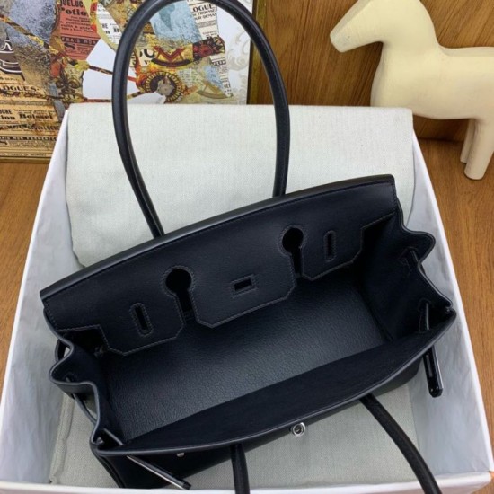 Replica Borsa a spalla Hermès Birkin Light 29 nera in pelle di vitello Swift imitazione Falso