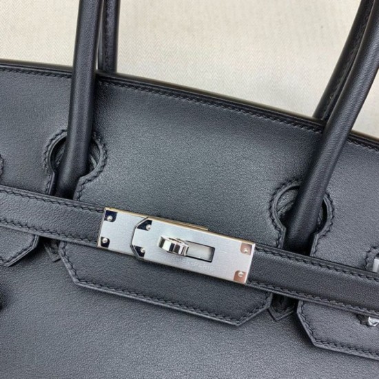 Replica Borsa a spalla Hermès Birkin Light 29 nera in pelle di vitello Swift imitazione Falso
