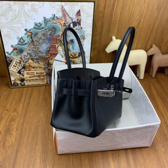 Replica Borsa a spalla Hermès Birkin Light 29 nera in pelle di vitello Swift imitazione Falso