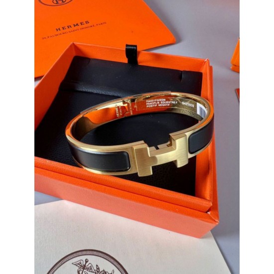 Replica Bracciale Clic HH Hermès in smalto nero imitazione Falso Replica Bracciale Clic HH Hermès in smalto nero imitazione Falso