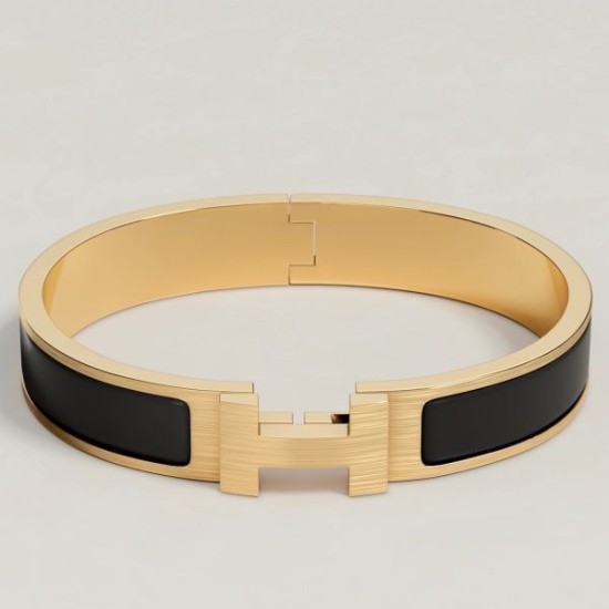 Replica Bracciale Clic HH Hermès in smalto nero imitazione Falso Replica Bracciale Clic HH Hermès in smalto nero imitazione Falso