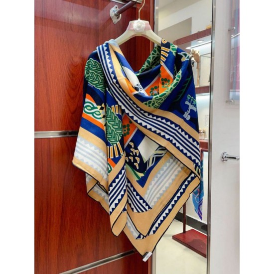 Replica Scialle Hermès Etriers Fantaisie Multicolore 140 imitazione Falso