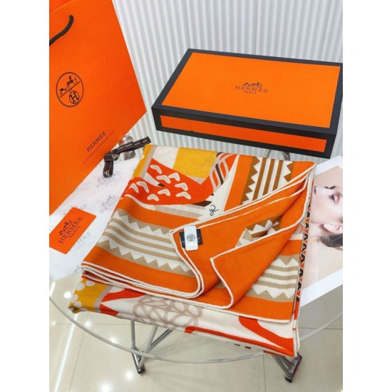 Replica Scialle Hermès Etriers Fantaisie Arancione 140 imitazione Falso