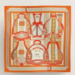 Replica Scialle Hermès Etriers Fantaisie Arancione 140 imitazione Falso