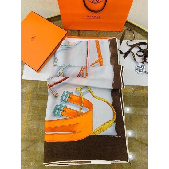 Replica Scialle Hermes Beige Projets Carres 140 imitazione Falso