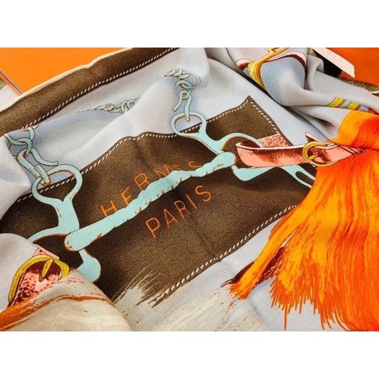 Replica Scialle Hermes Beige Projets Carres 140 imitazione Falso