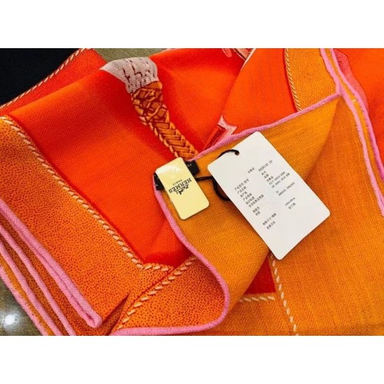 Replica Scialle Hermes Orange Projets Carres 140 imitazione Falso