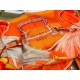 Replica Scialle Hermes Orange Projets Carres 140 imitazione Falso