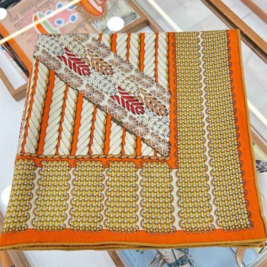 Replica Scialle da dressage Tressage Hermes arancione 140 imitazione Falso