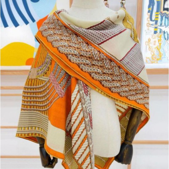 Replica Scialle da dressage Tressage Hermes arancione 140 imitazione Falso