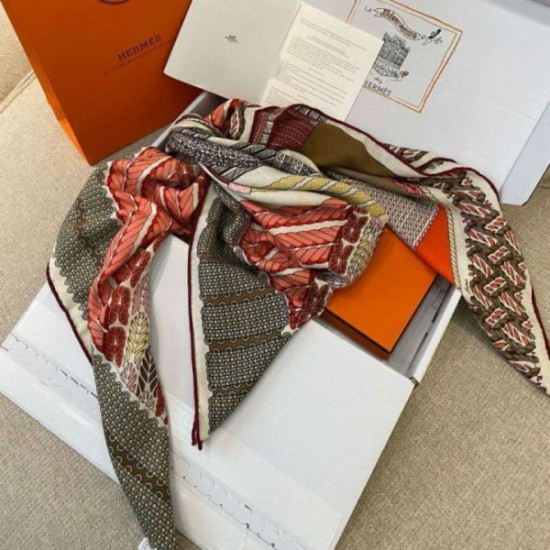Replica Scialle Tressage da dressage Hermes Rose/Naturale 140 imitazione Falso