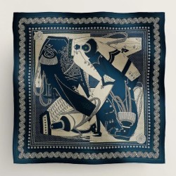Replica Scialle Bandana Hermes Blue Zuavi e Draghi 140 imitazione Falso