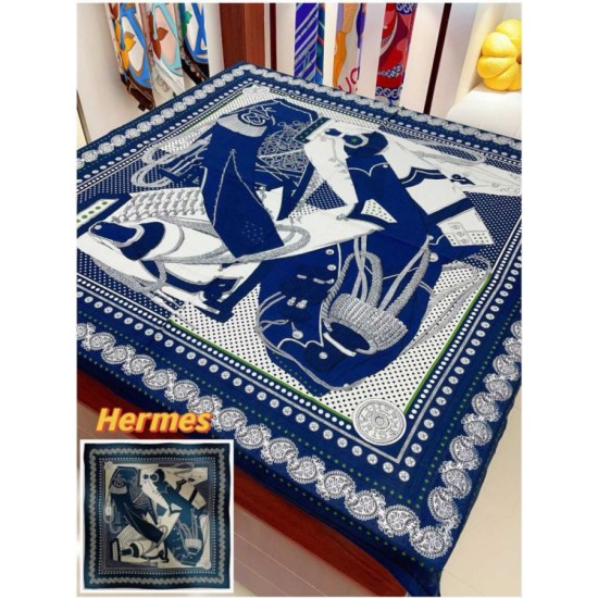 Replica Scialle Bandana Hermes Blue Zuavi e Draghi 140 imitazione Falso