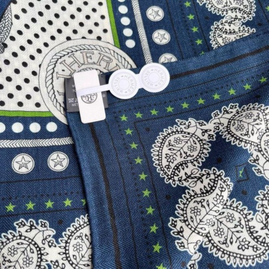 Replica Scialle Bandana Hermes Blue Zuavi e Draghi 140 imitazione Falso