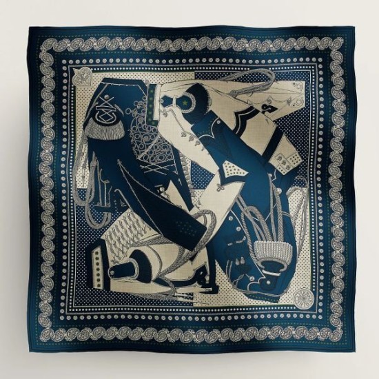 Replica Scialle Bandana Hermes Blue Zuavi e Draghi 140 imitazione Falso
